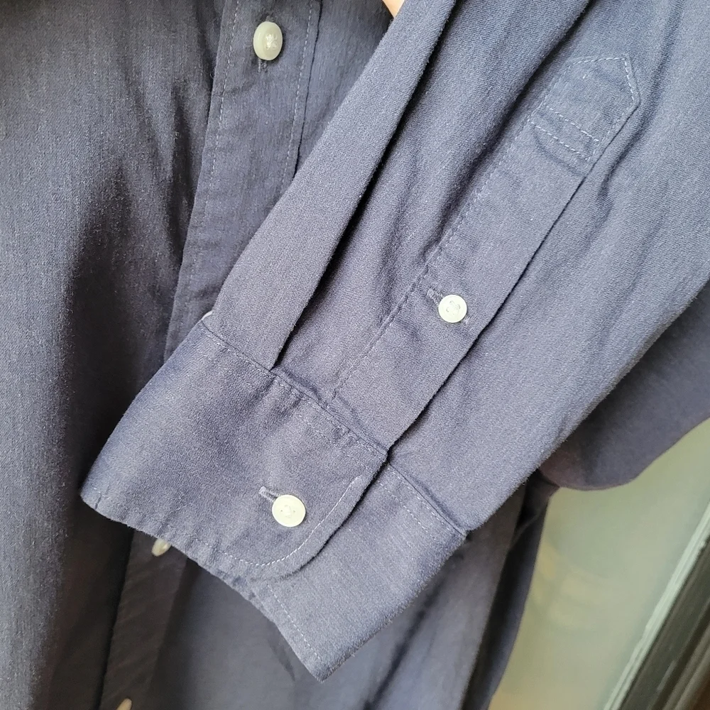 J. Crew Performance Stretch Twill Button Down Men's Shirt True Navy Heather Med